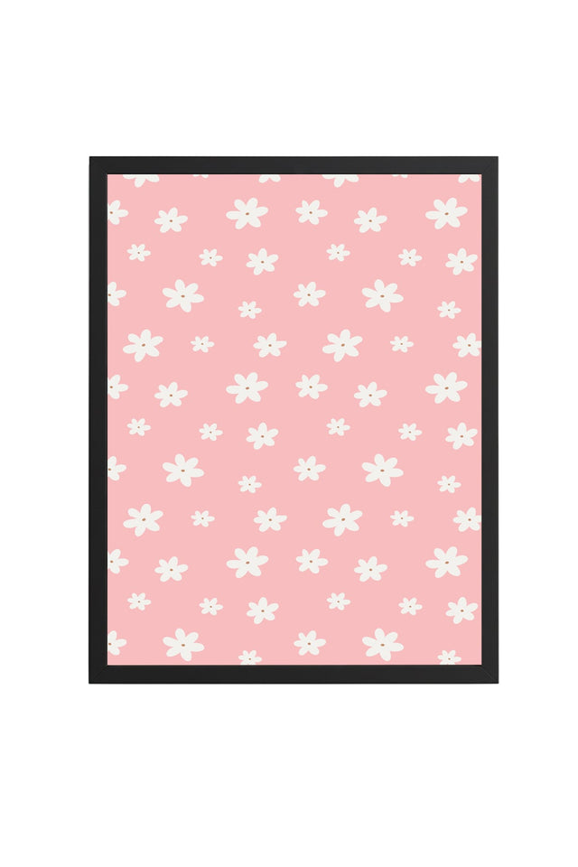 Doğal Ahşap Çerçeveli Retro Floral Çiçek Desenli Tablo - Pastel Tonlar | huhu2435