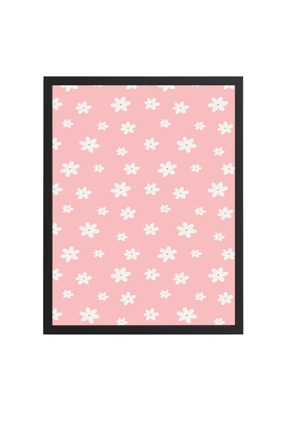 Doğal Ahşap Çerçeveli Retro Floral Çiçek Desenli Tablo - Pastel Tonlar | huhu2435