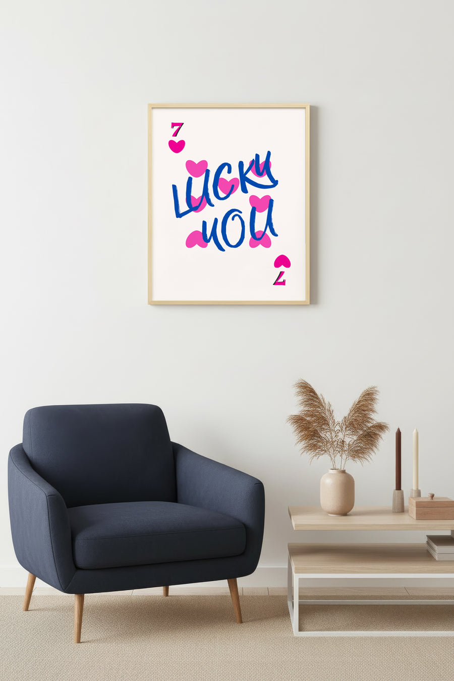 Doğal Ahşap Çerçeveli Pop Art Tablo - Retro Aşk Mesajı | huhu2447