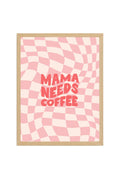 Doğal Ahşap Çerçeveli Retro Tarz Mama Needs Coffee Tablo - Pembe Desen | huhu2454