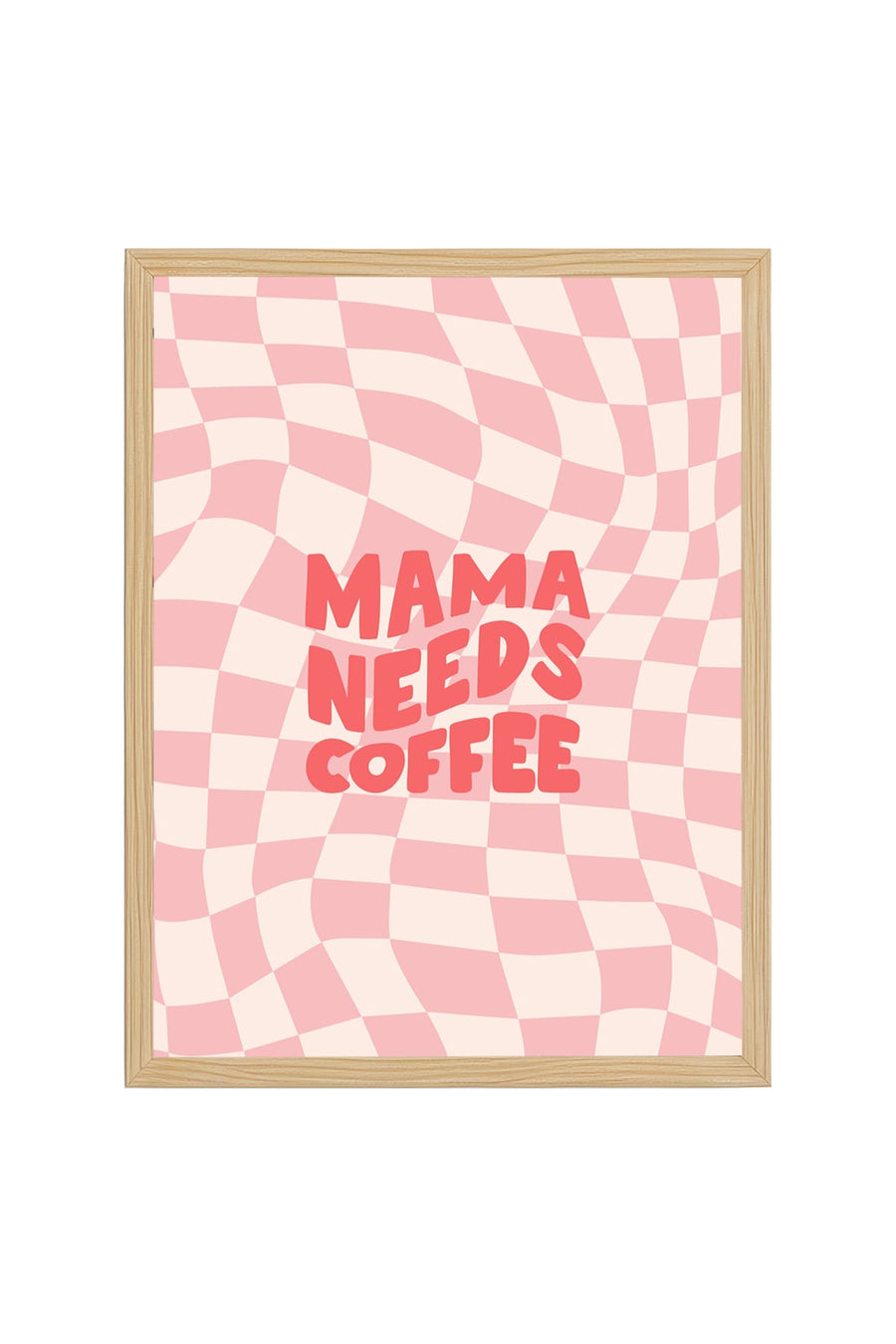 Doğal Ahşap Çerçeveli Retro Tarz Mama Needs Coffee Tablo - Pembe Desen | huhu2454