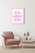Doğal Ahşap Çerçeveli Retro Tipografi Tablo - It Is What It Is Yazı Sanatı | huhu2459