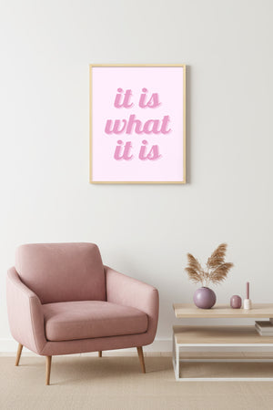 Doğal Ahşap Çerçeveli Retro Tipografi Tablo - It Is What It Is Yazı Sanatı | huhu2459