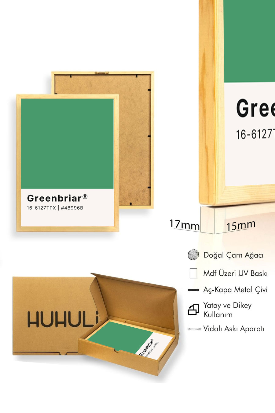 Doğal Ahşap Çerçeveli Retro Tablo - Modern Dekoratif Kanvas | huhu2468