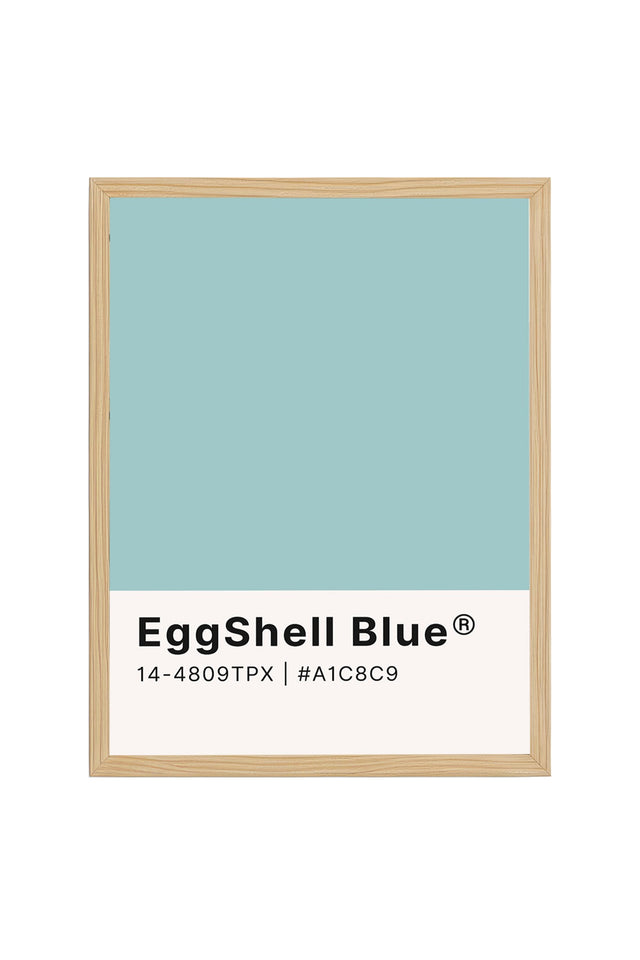 Doğal Ahşap Çerçeveli Minimalist Soyut Tablo - Eggshell Blue Tonları | huhu2469