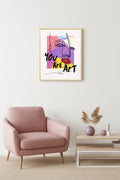 Doğal Ahşap Çerçeveli Retro Tablo - Pop Art Soyut Sanat Yüz Portresi | huhu2484