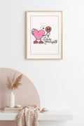 Doğal Ahşap Çerçeveli Retro Kalp Tablo - Self Love Pembe | huhu2492