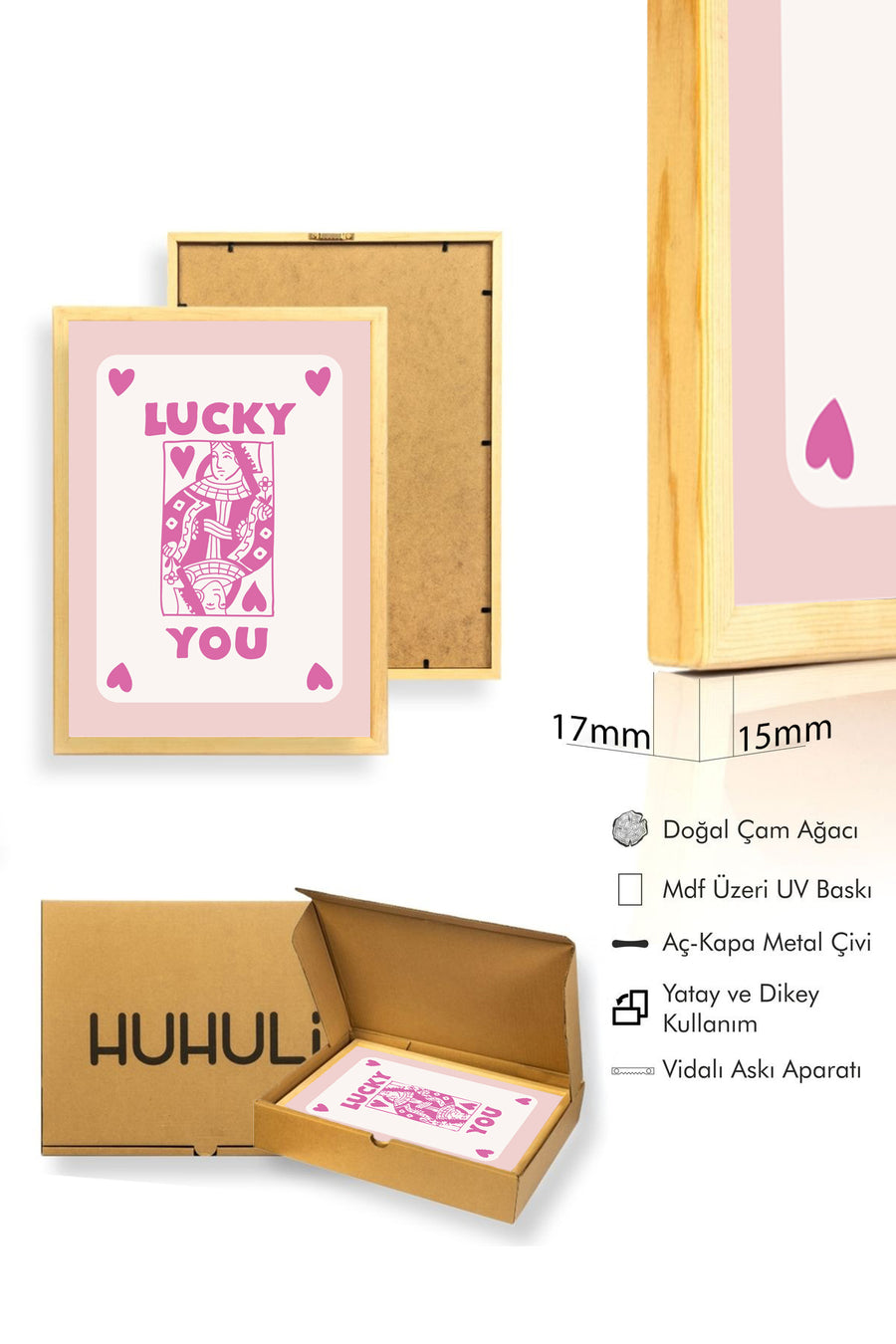 Doğal Ahşap Çerçeveli Retro Tablo - Vintage Pop Art Tasarım | huhu2511