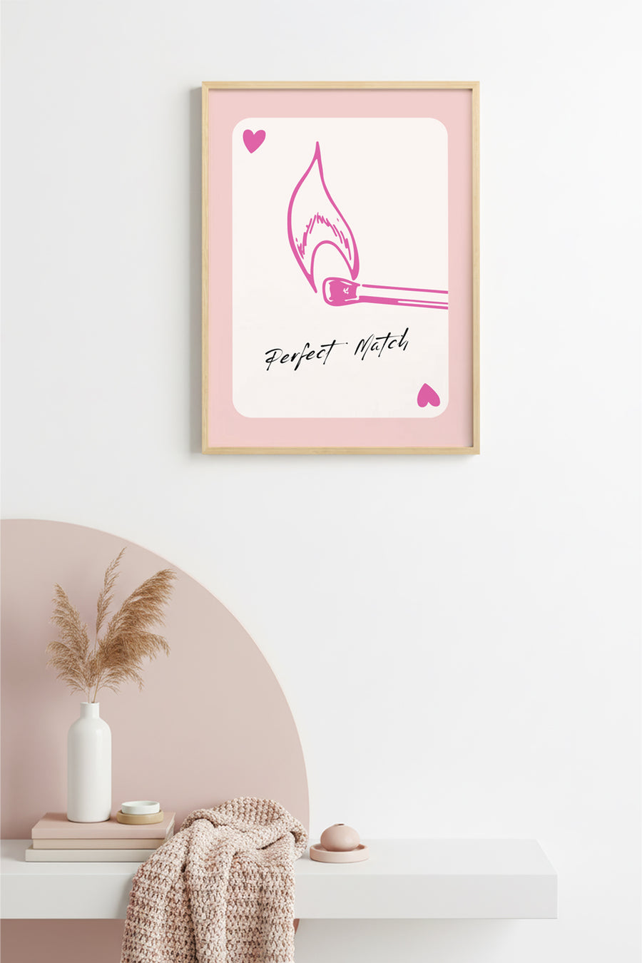 Doğal Ahşap Çerçeveli Retro Tablo - Minimal Alev Tasarım | huhu2512