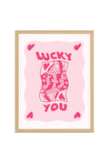 Doğal Ahşap Çerçeveli Retro Portre Tablo - Lucky You Vintage Pop Art | huhu2513