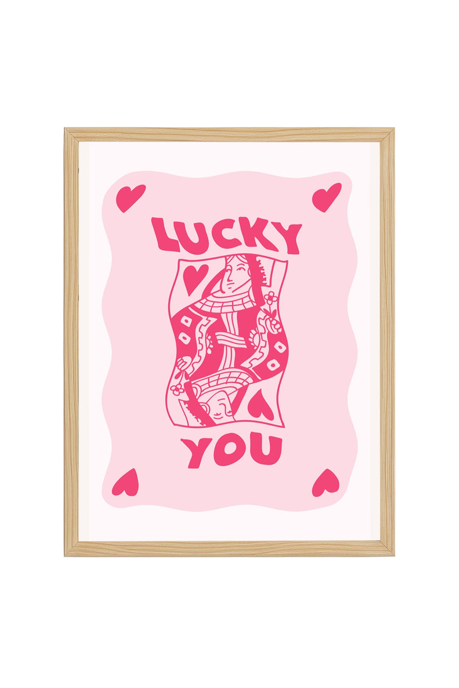 Doğal Ahşap Çerçeveli Retro Portre Tablo - Lucky You Vintage Pop Art | huhu2513