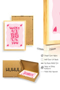 Doğal Ahşap Çerçeveli Retro Portre Tablo - Lucky You Vintage Pop Art | huhu2513