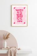 Doğal Ahşap Çerçeveli Retro Portre Tablo - Lucky You Vintage Pop Art | huhu2513