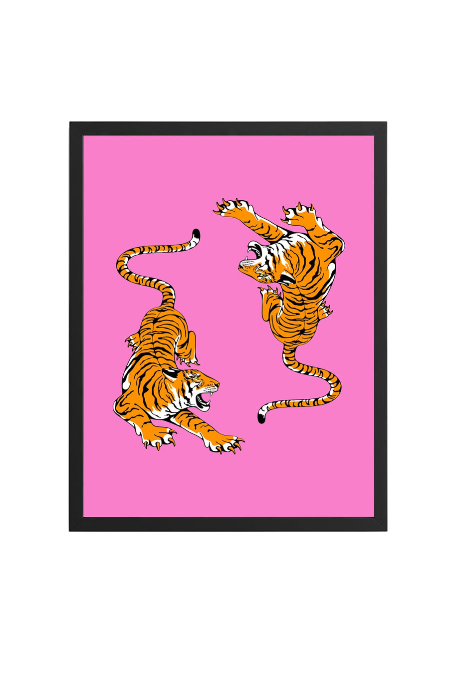 Doğal Ahşap Çerçeveli Retro Kaplan Pop Art Tablo - Orman Hayvanları | huhu2520