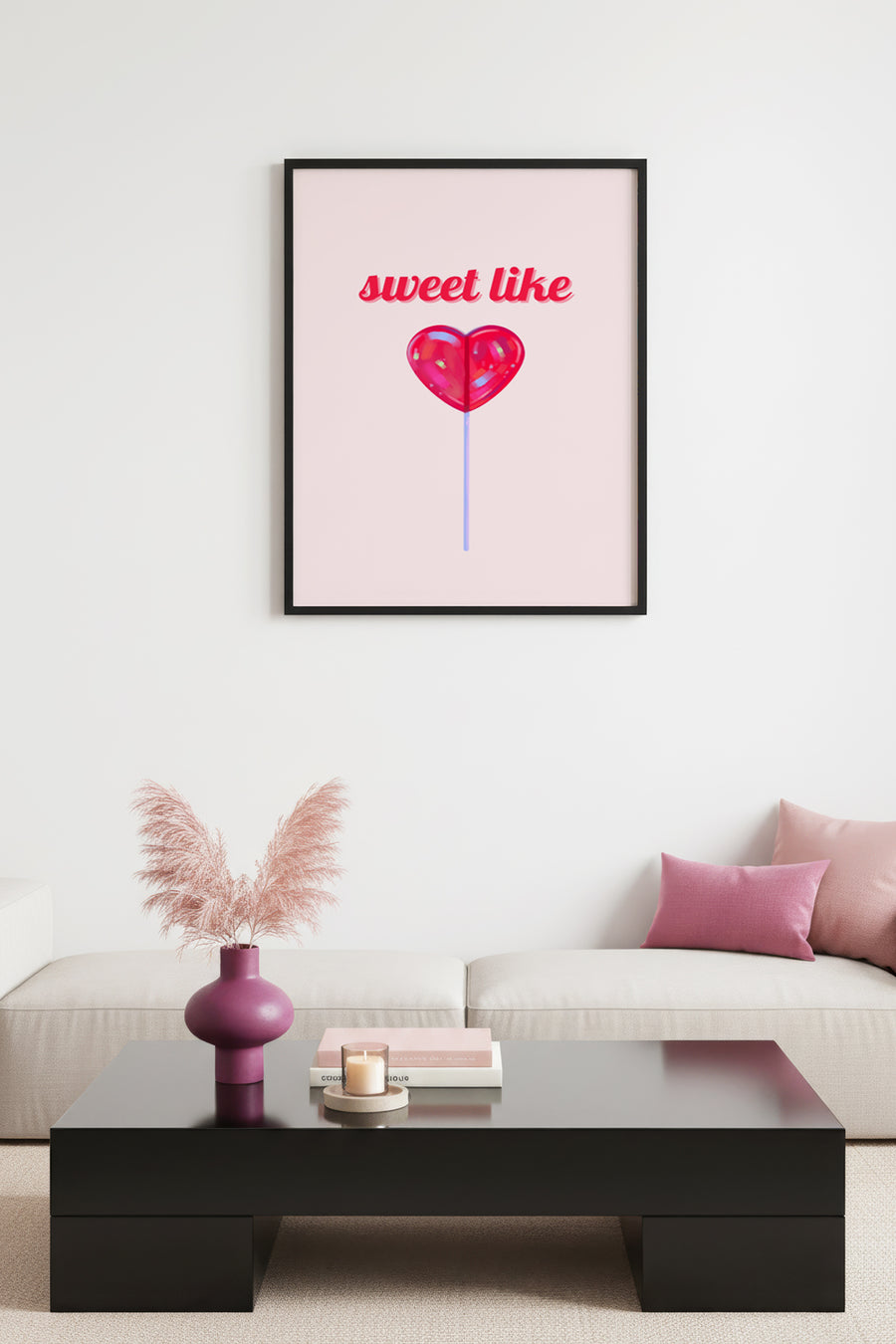 Doğal Ahşap Çerçeveli Retro Kalp Pop Art Tablo - Tatlı Sevimlilik | huhu2525