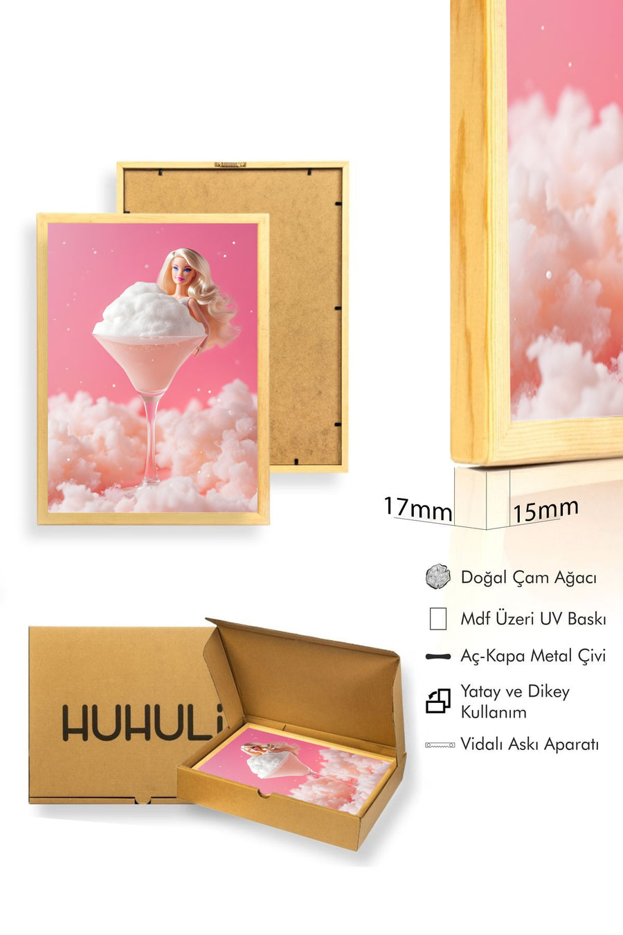 Doğal Ahşap Çerçeveli Retro Tasarım Tablo - Vintage Ruh Hali | huhu2526