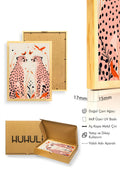 Doğal Ahşap Çerçeveli Retro Leopar Tablo - Safari Hayvanları Portresi | huhu2534