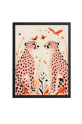 Doğal Ahşap Çerçeveli Retro Leopar Tablo - Safari Hayvanları Portresi | huhu2534
