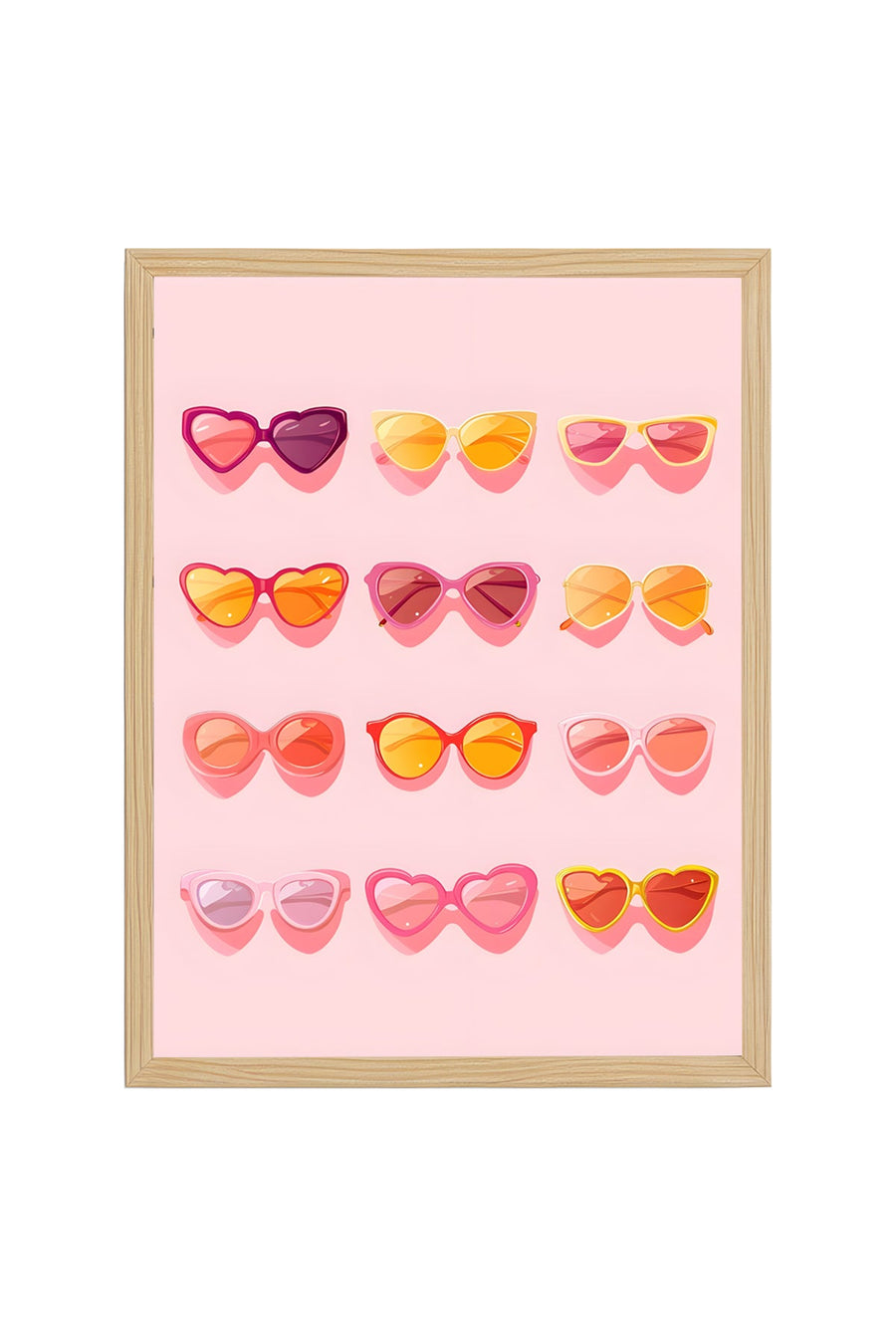Doğal Ahşap Çerçeveli Retro Pop Art Gözlük - Pastel ve Canlı Tonlar | huhu2543