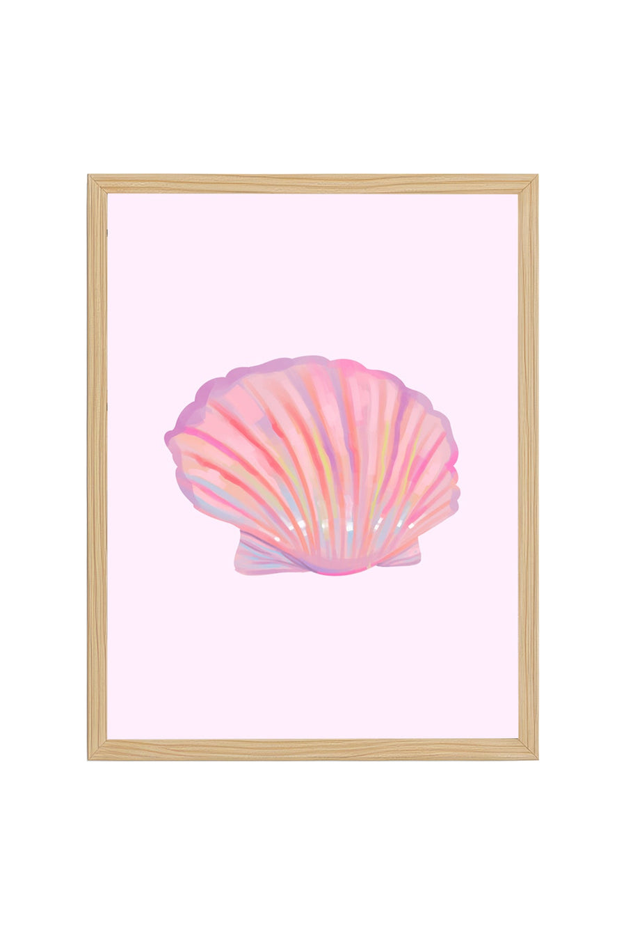 Doğal Ahşap Çerçeveli Retro Deniz Kabuğu Tablo - Pastel Tonlar | huhu2546