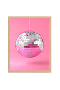 Doğal Ahşap Çerçeveli Retro Disco Geometrik Tablo - Parlak Küre | huhu2547