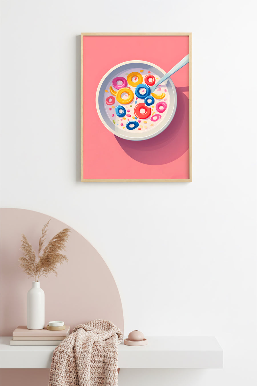 Doğal Ahşap Çerçeveli Retro Tablo - Canlı Pop Art Desenleri | huhu2552
