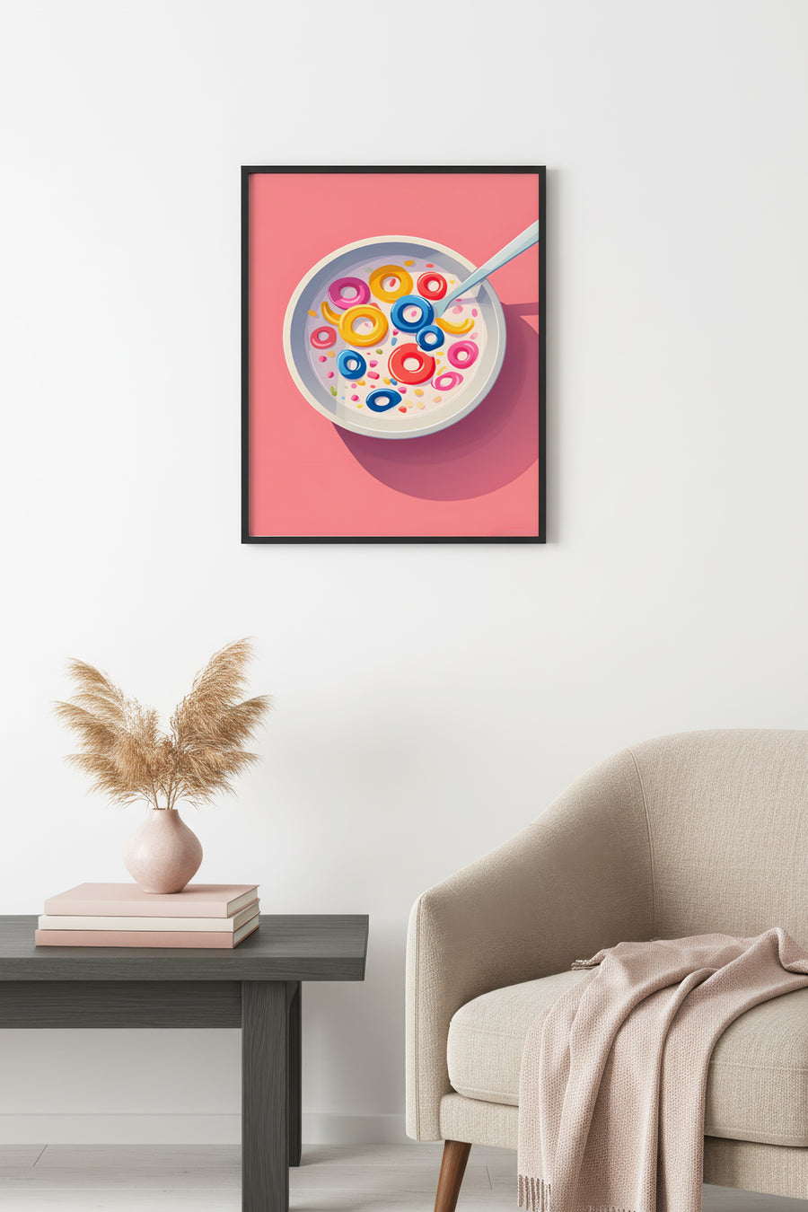 Doğal Ahşap Çerçeveli Retro Tablo - Canlı Pop Art Desenleri | huhu2552