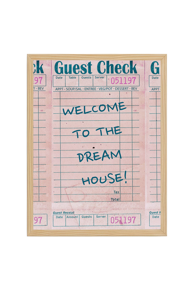 Doğal Ahşap Çerçeveli Retro Tablo - Dream House Temalı Hoş Geldiniz | huhu2556