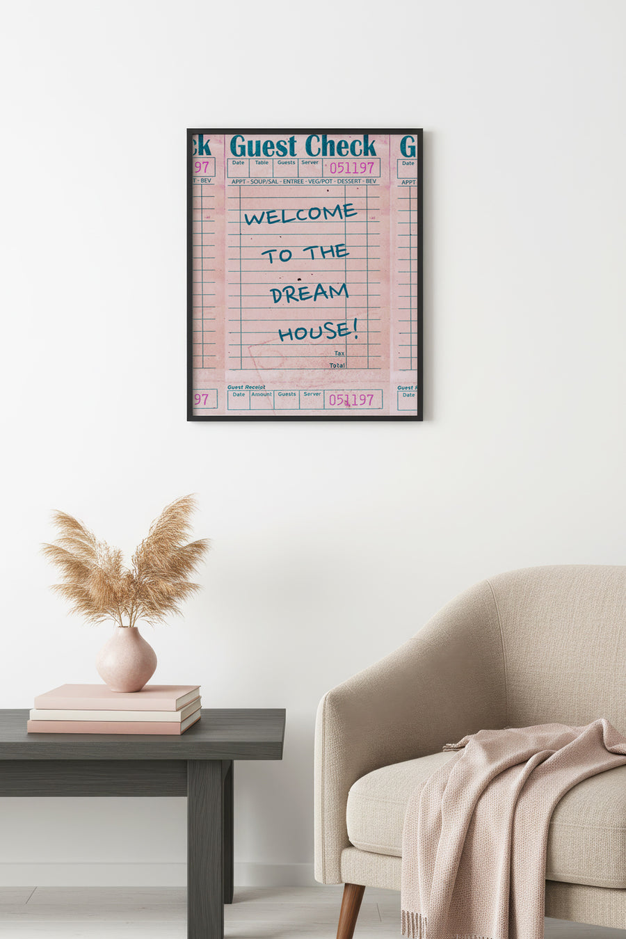 Doğal Ahşap Çerçeveli Retro Tablo - Dream House Temalı Hoş Geldiniz | huhu2556