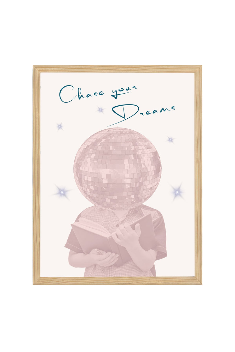 Doğal Ahşap Çerçeveli Retro Disco Hayal Tablo - Chase Your Dreams | huhu2559