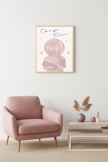 Doğal Ahşap Çerçeveli Retro Disco Hayal Tablo - Chase Your Dreams | huhu2559