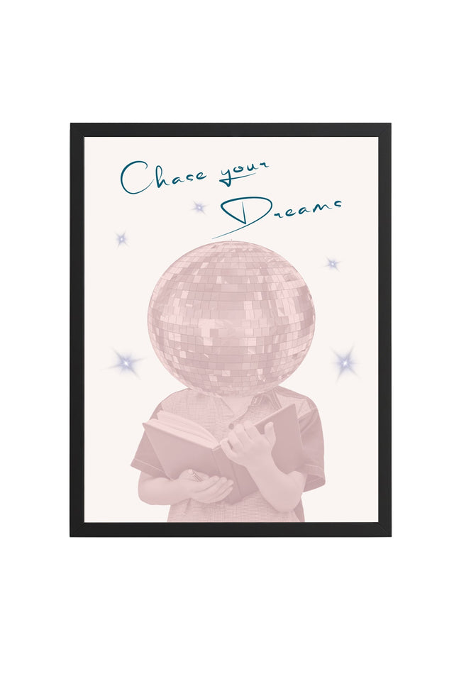Doğal Ahşap Çerçeveli Retro Disco Hayal Tablo - Chase Your Dreams | huhu2559