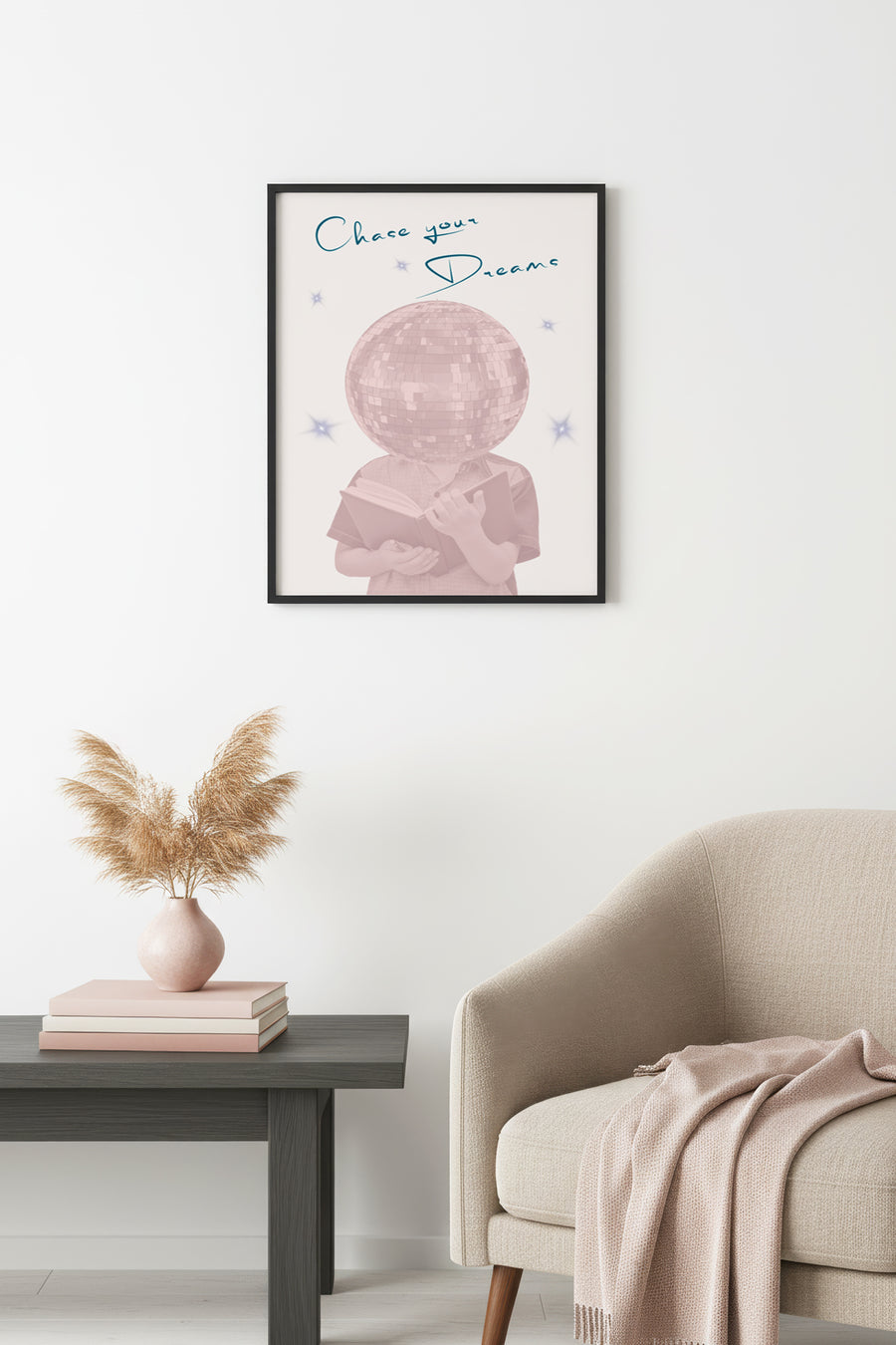 Doğal Ahşap Çerçeveli Retro Disco Hayal Tablo - Chase Your Dreams | huhu2559