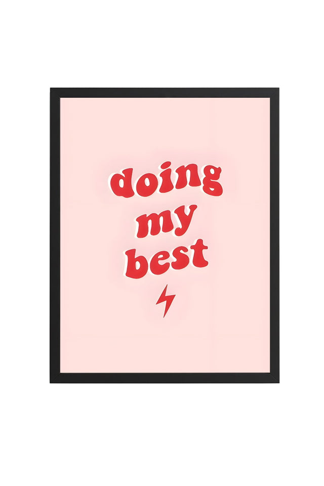 Doğal Ahşap Çerçeveli Retro Slogan Tablo - Doing My Best Motivasyonel | huhu2574