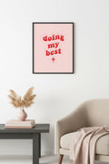 Doğal Ahşap Çerçeveli Retro Slogan Tablo - Doing My Best Motivasyonel | huhu2574
