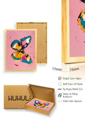 Doğal Ahşap Çerçeveli Kelebek Pop Art Tablo - Canlı Kelebek Desenli | huhu2579