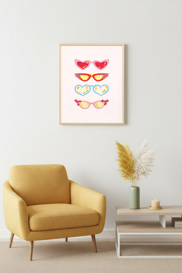 Doğal Ahşap Çerçeveli Retro Tablo - Pastel Renkli Koleksiyon | huhu2588