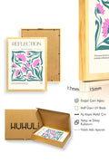 Doğal Ahşap Çerçeveli Retro Floral Desenli Tablo - Pembe Tonlar | huhu2592