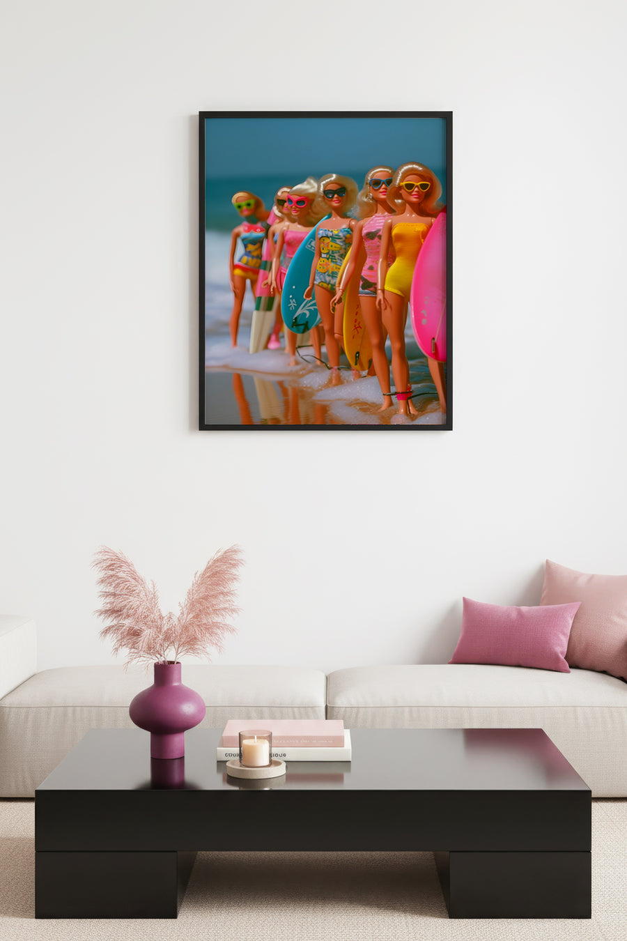 Doğal Ahşap Çerçeveli Retro Tablo - Tropikal Desen | huhu2593