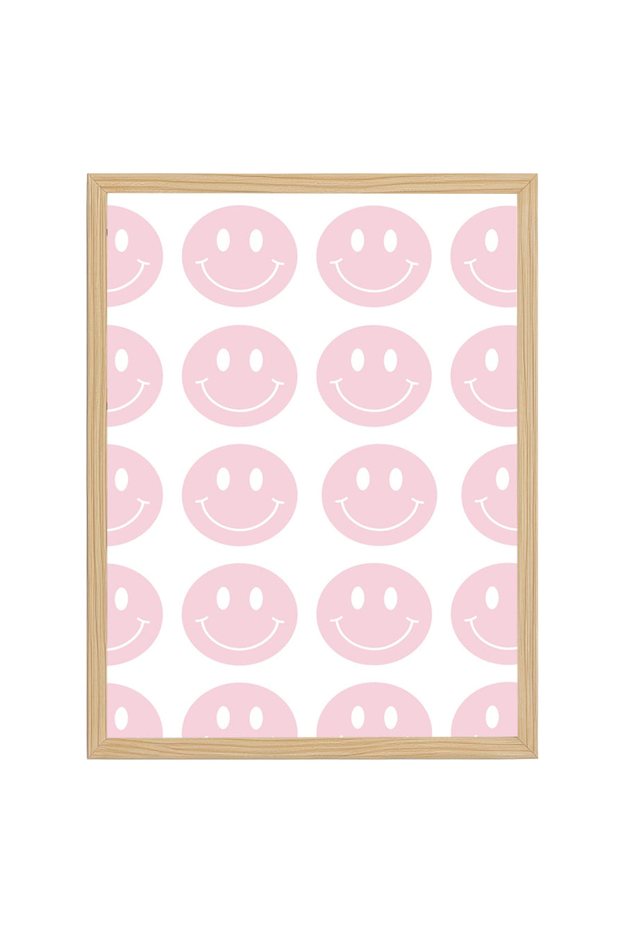 Doğal Ahşap Çerçeveli Retro Tablo - Neşeli Smiley Yüz Desenli | huhu2594