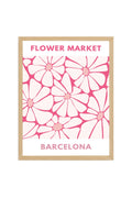 Doğal Ahşap Çerçeveli Retro Çiçek Desenli Tablo - Barcelona Floral Baskı | huhu2605