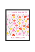 Doğal Ahşap Çerçeveli Pastel Bahar Çiçekli Tulip Tablo - Vintage Desen | huhu2610