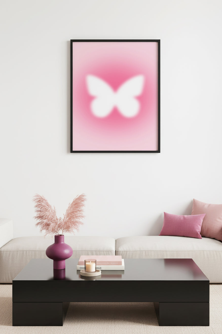 Doğal Ahşap Çerçeveli Retro Kelebek Tablo - Modern Grafik Desen | huhu2625