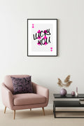 Doğal Ahşap Çerçeveli Retro Tablo - Pembe Kaligrafi Lucky You Duvar Dekoru | huhu2628