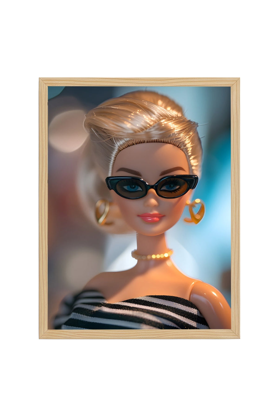 Doğal Ahşap Çerçeveli Retro Pop Art Tablo - Vintage Desenli | huhu2636
