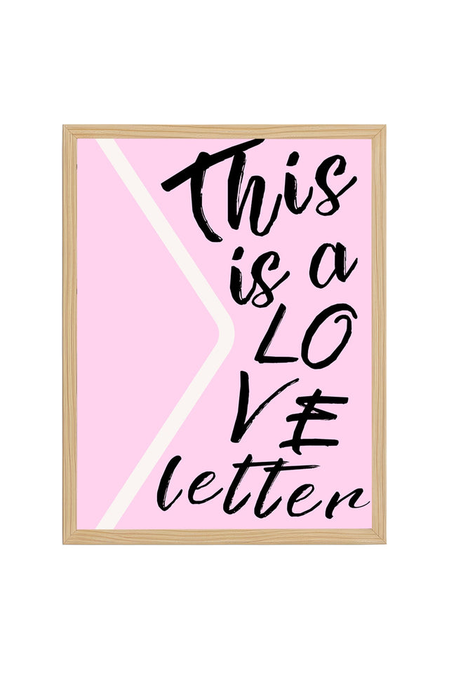 Doğal Ahşap Çerçeveli Retro Tablo - Love Letter Kaligrafi Sanat | huhu2638
