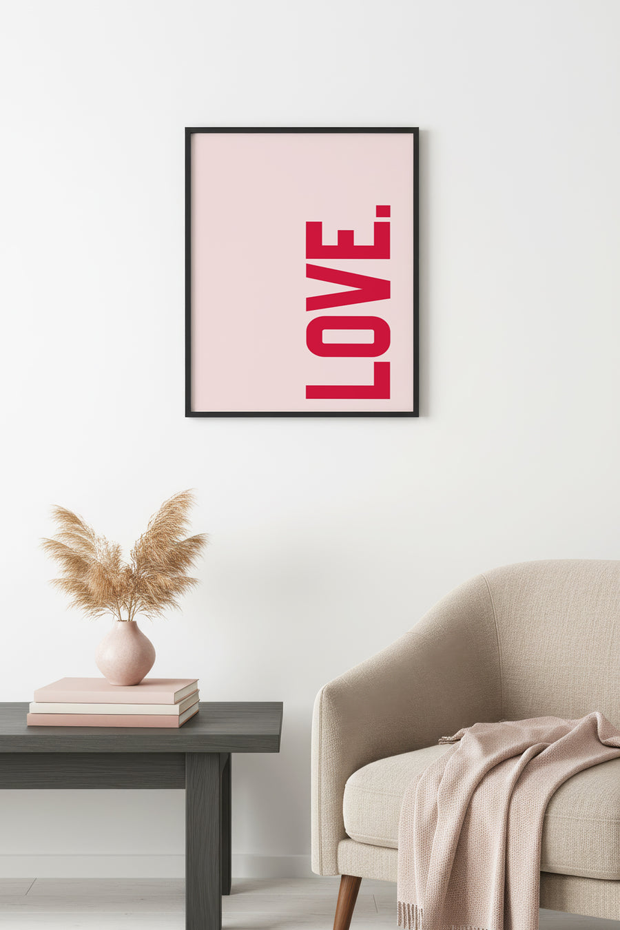 Doğal Ahşap Çerçeveli Retro Tablo - Love Pop Art | huhu2659