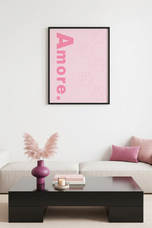 Doğal Ahşap Çerçeveli Retro Tablo - Amore Pati İzleri Pastel Tonlar | huhu2674