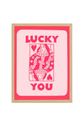 Doğal Ahşap Çerçeveli Retro Pop Art Tablo - Lucky You Kadın İllüstrasyonu | huhu2681