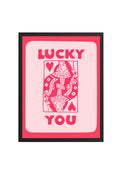 Doğal Ahşap Çerçeveli Retro Pop Art Tablo - Lucky You Kadın İllüstrasyonu | huhu2681